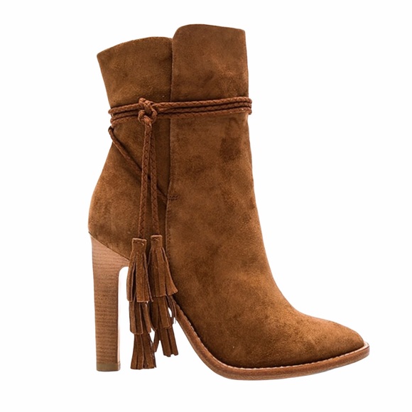 new Joie ❦ Chap Suede Braided Wrap ❦ Heeled Ankle Booties ❦ Chestnut Suede 9.5M - Picture 6 of 14